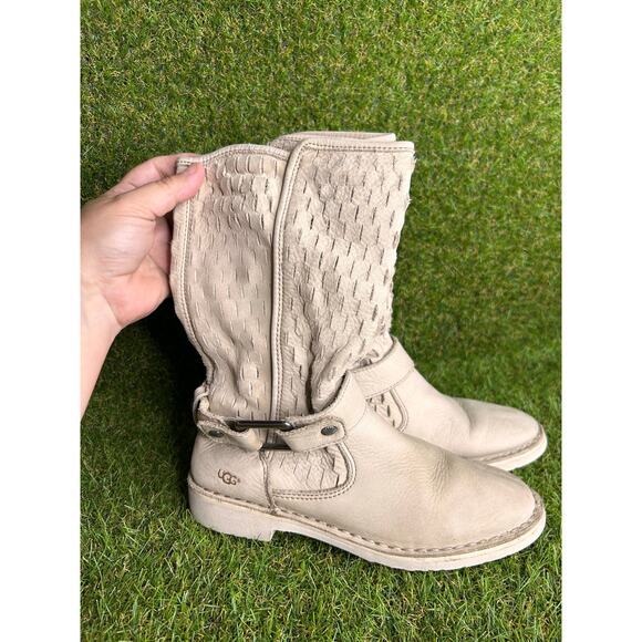 Ugg Shani‎ Perforated Leather Mid-Calf Slip On Boots 5.5 - Picture 11 of 13